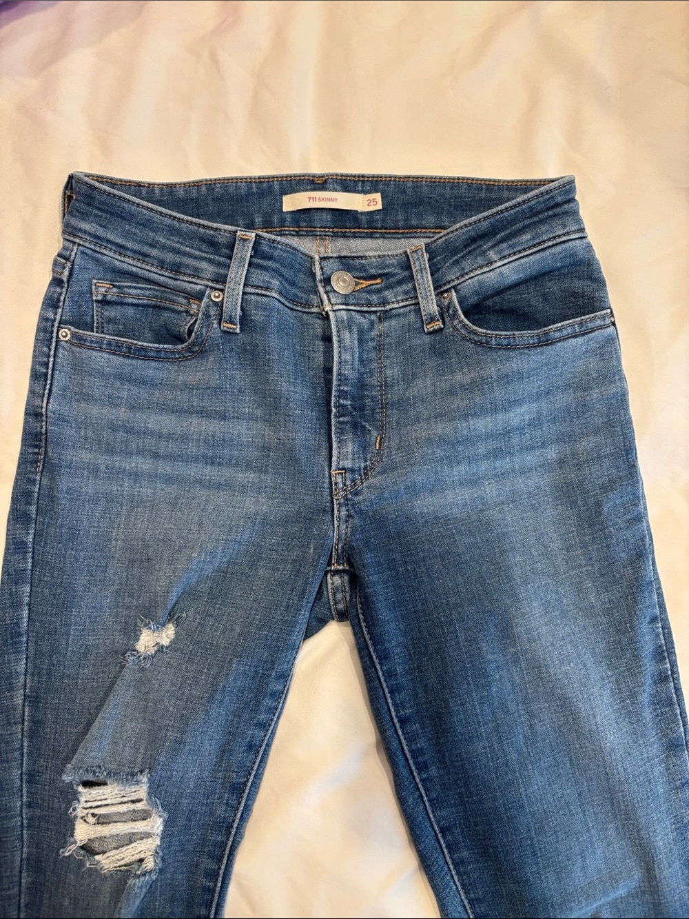 Levi's Blue Distressed Skinny Jeans